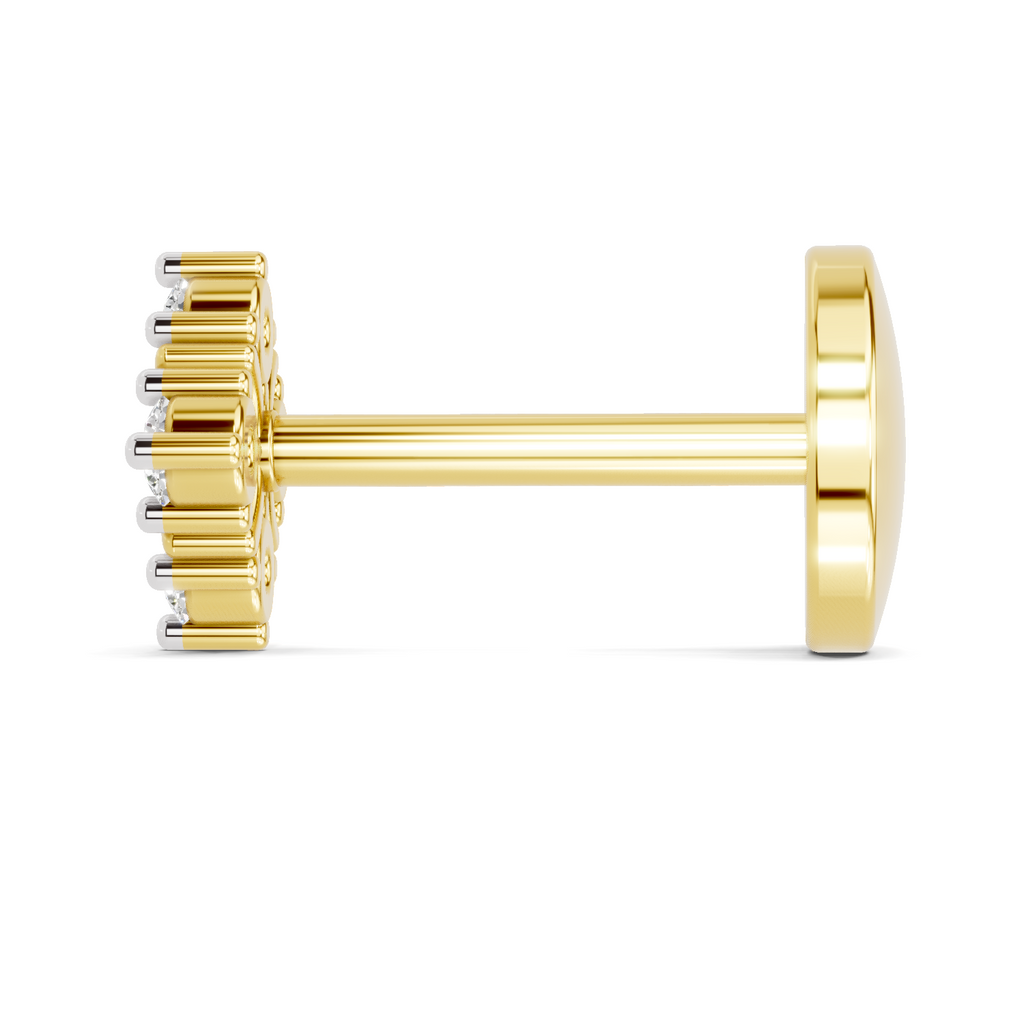 0.04 Carat Round Star Shape Diamond Nose Pin 14K