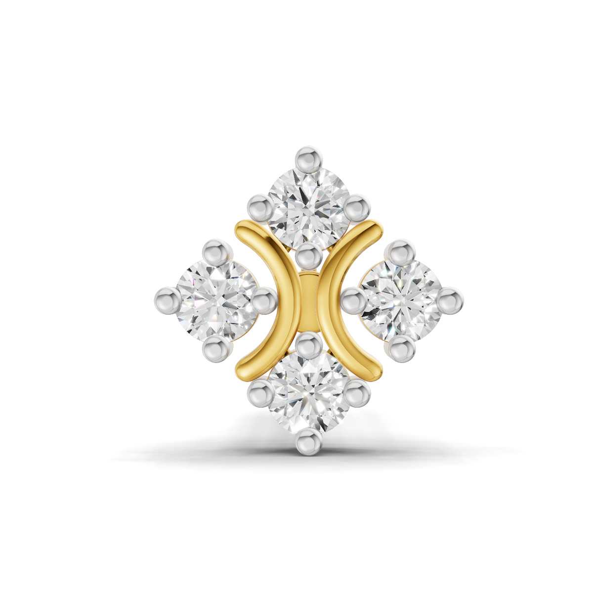0.04 Carat Round Star Shape Diamond Nose Pin 14K