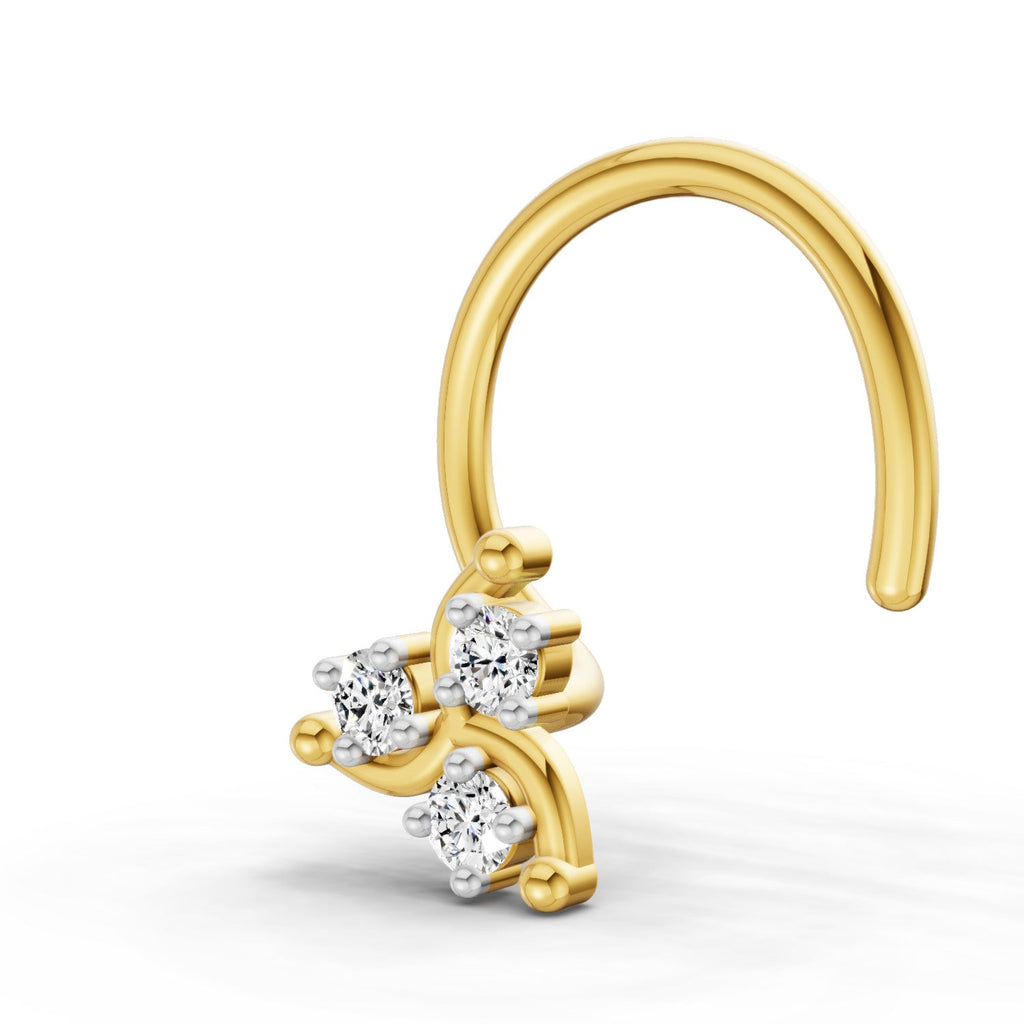 0.03 Carat Floral Diamond Nose Pin 14K