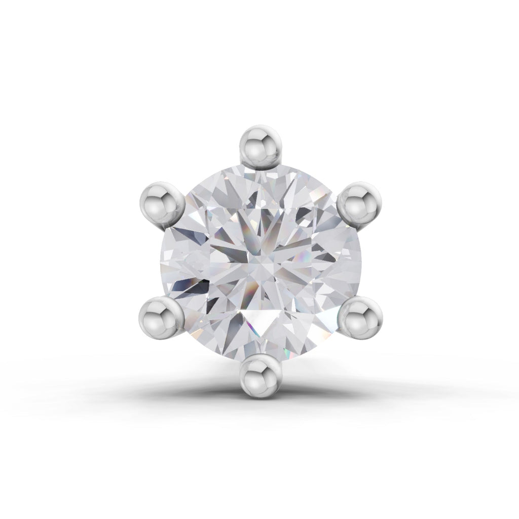 0.10 Carat 6 Prong Solitaire Diamond Nose Pin 14K