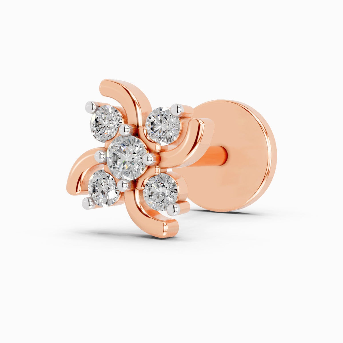 Shimmering Floral Diamond Nose Pin