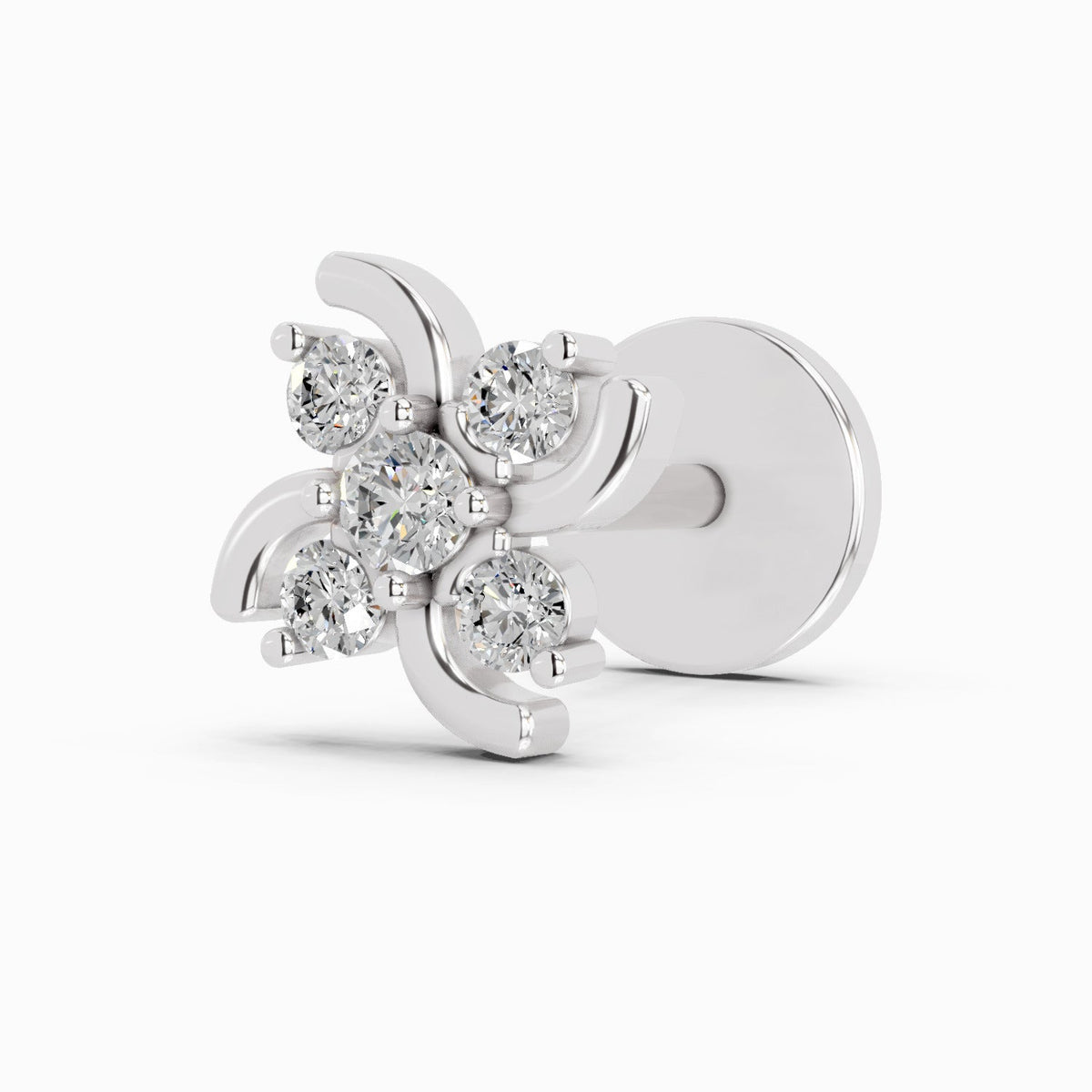 Shimmering Floral Diamond Nose Pin