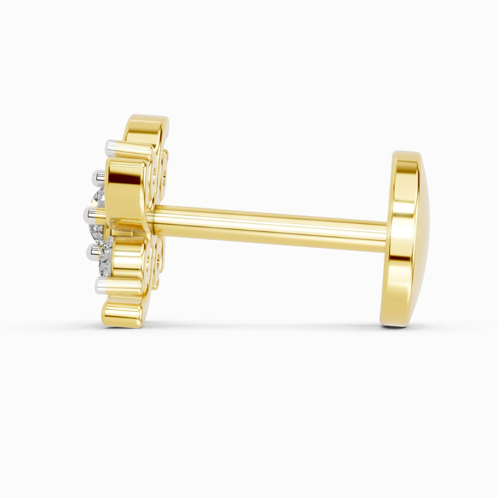 0.06 Ct Floral Stud Nose Pin 14K