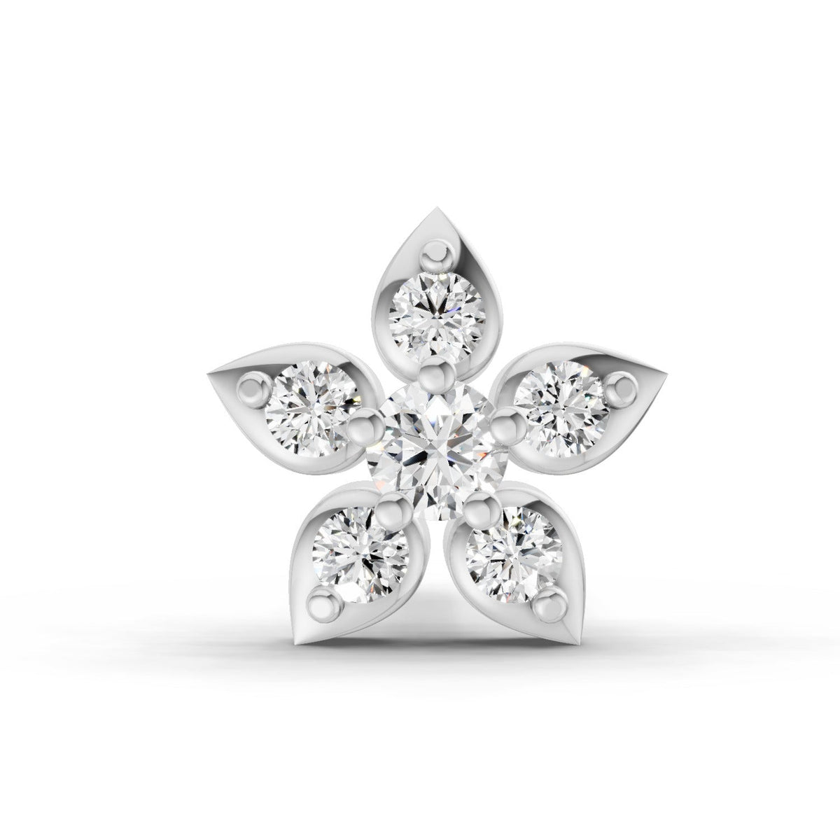 0.06 Carat Floral Stud Nose Pin 14K