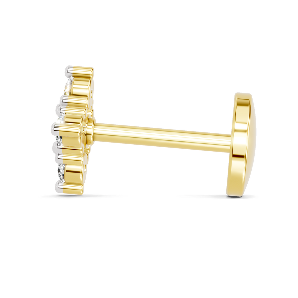 0.08 Carat Kite Cluster Labret Nosepin 14K