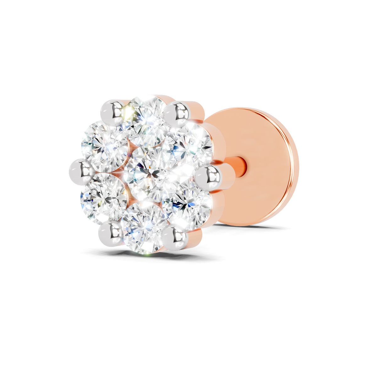 Glistening Petal Cluster Diamond Nose Pin