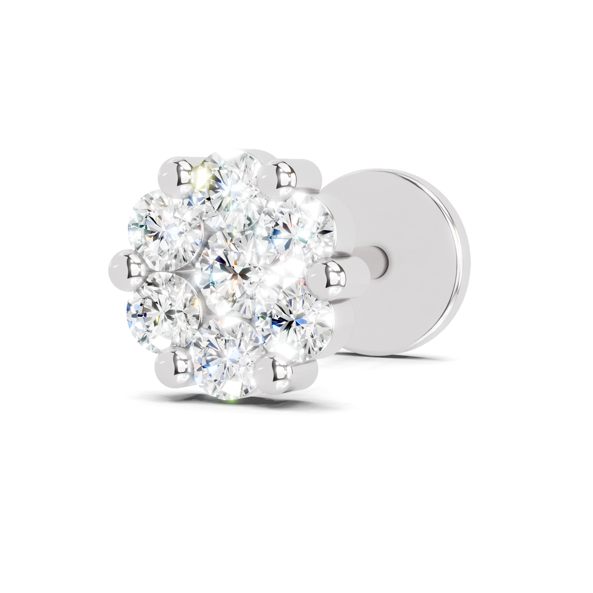 Glistening Petal Cluster Diamond Nose Pin