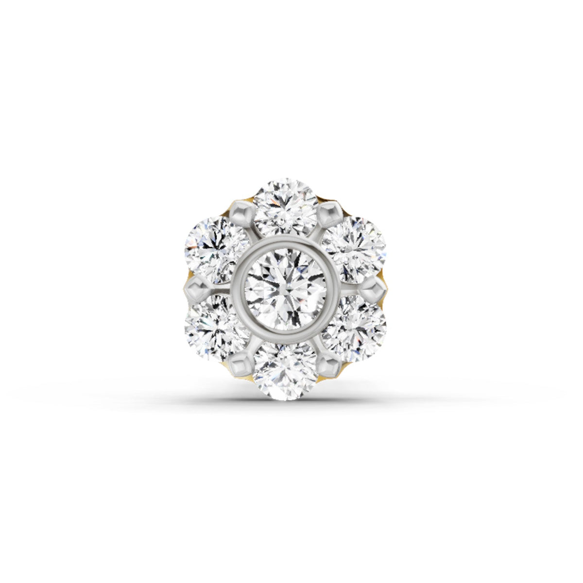0.11 Ct Floral Stud Nose Pin 14K - Rose Gold