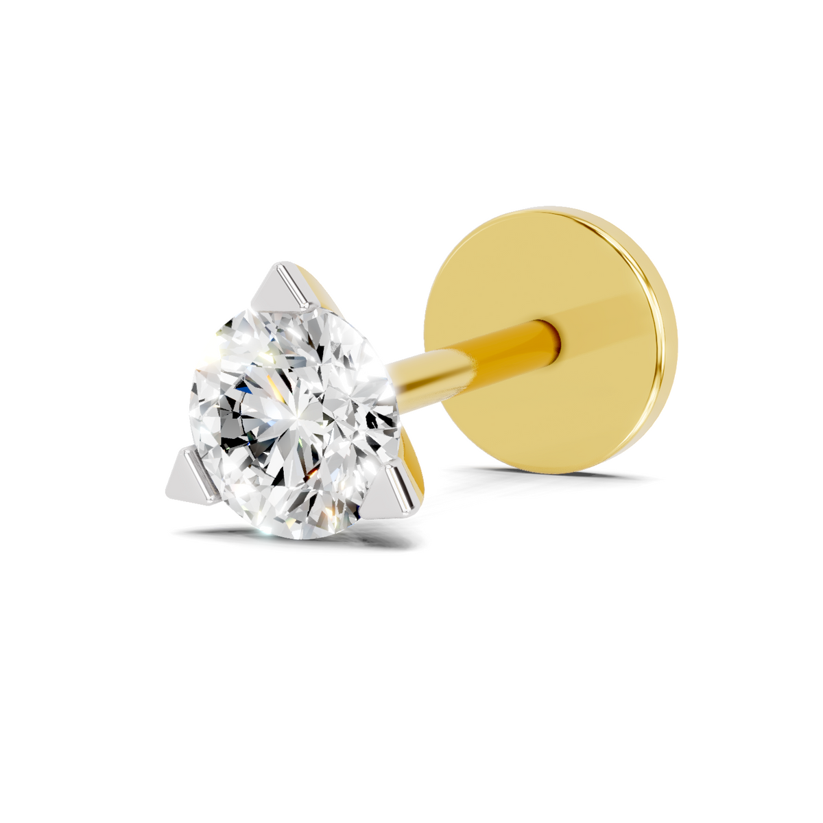 0.22 Carat Three Prong Solitaire Diamond Nose Pin 14K