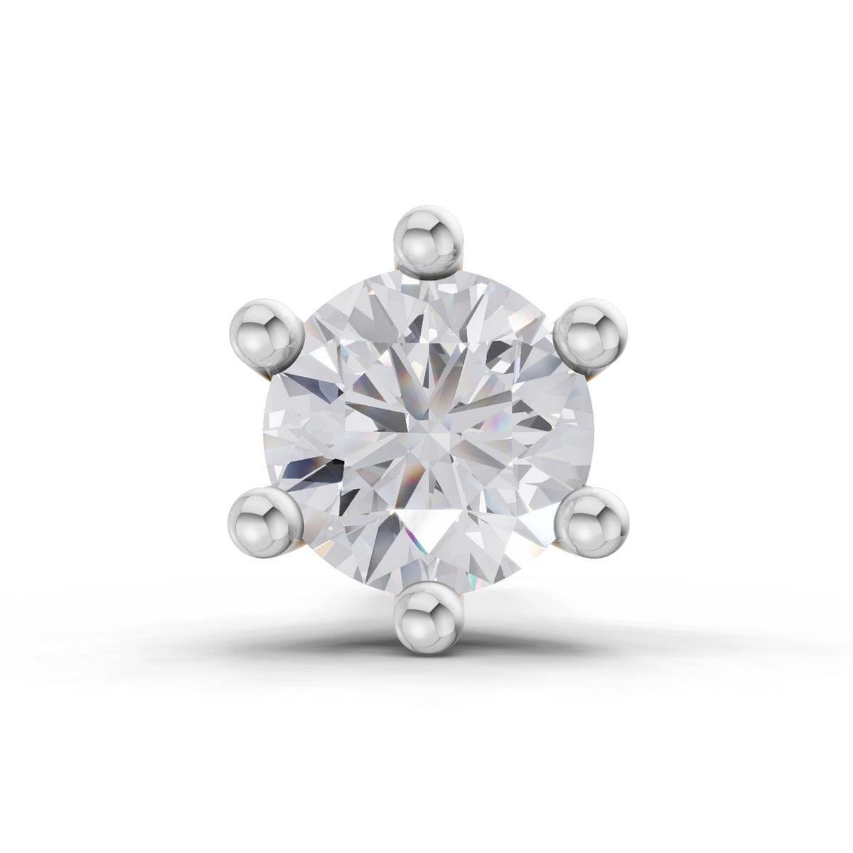 0.06 Carat 6 Prong Solitaire Diamond Nose Pin 14K