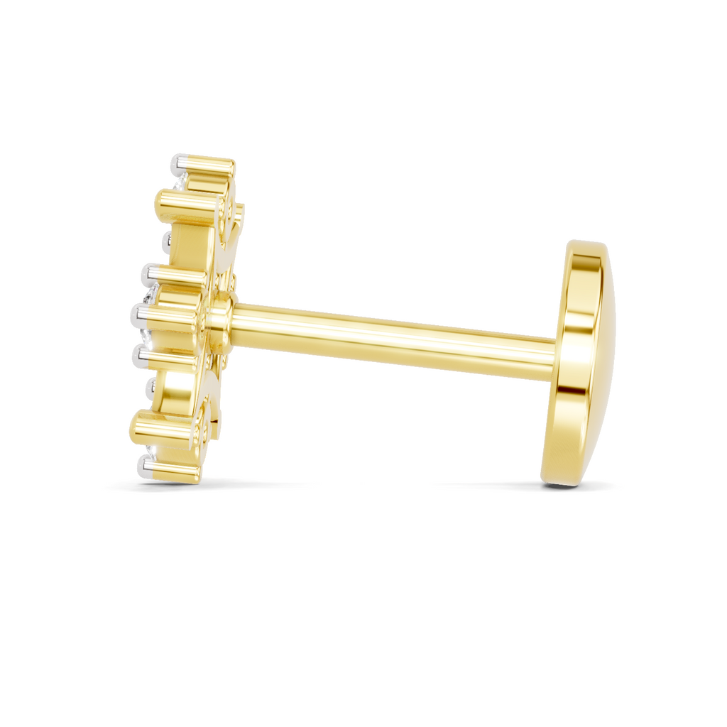 0.08 Carat Snowflake Diamond Nose Pin 14K Screw
