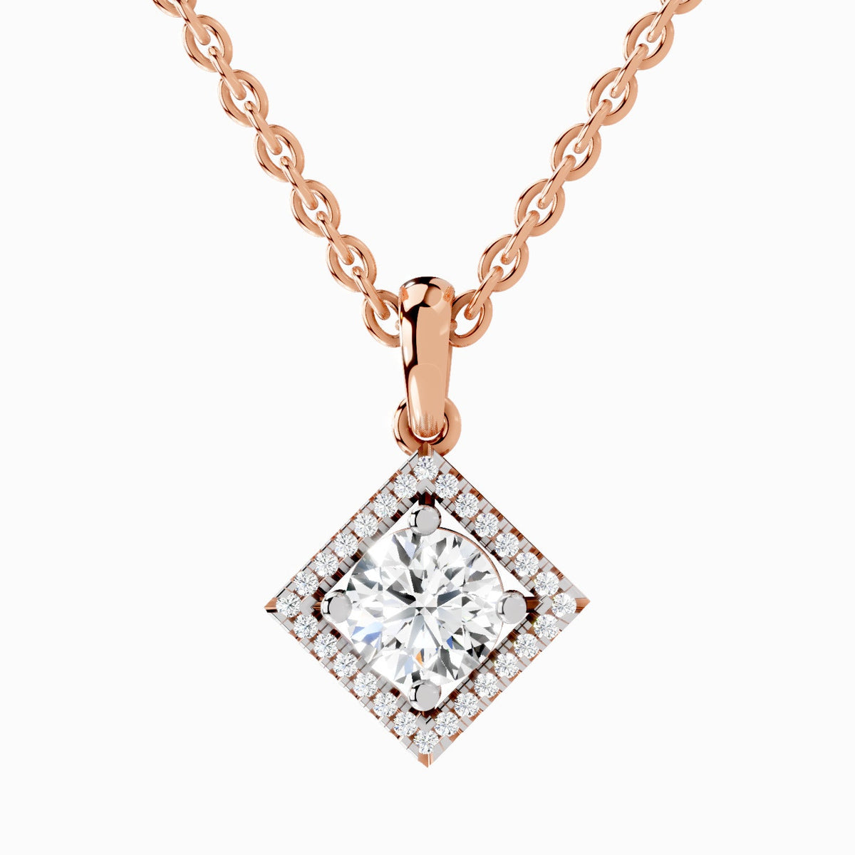 Elegant Halo Diamond Pendant