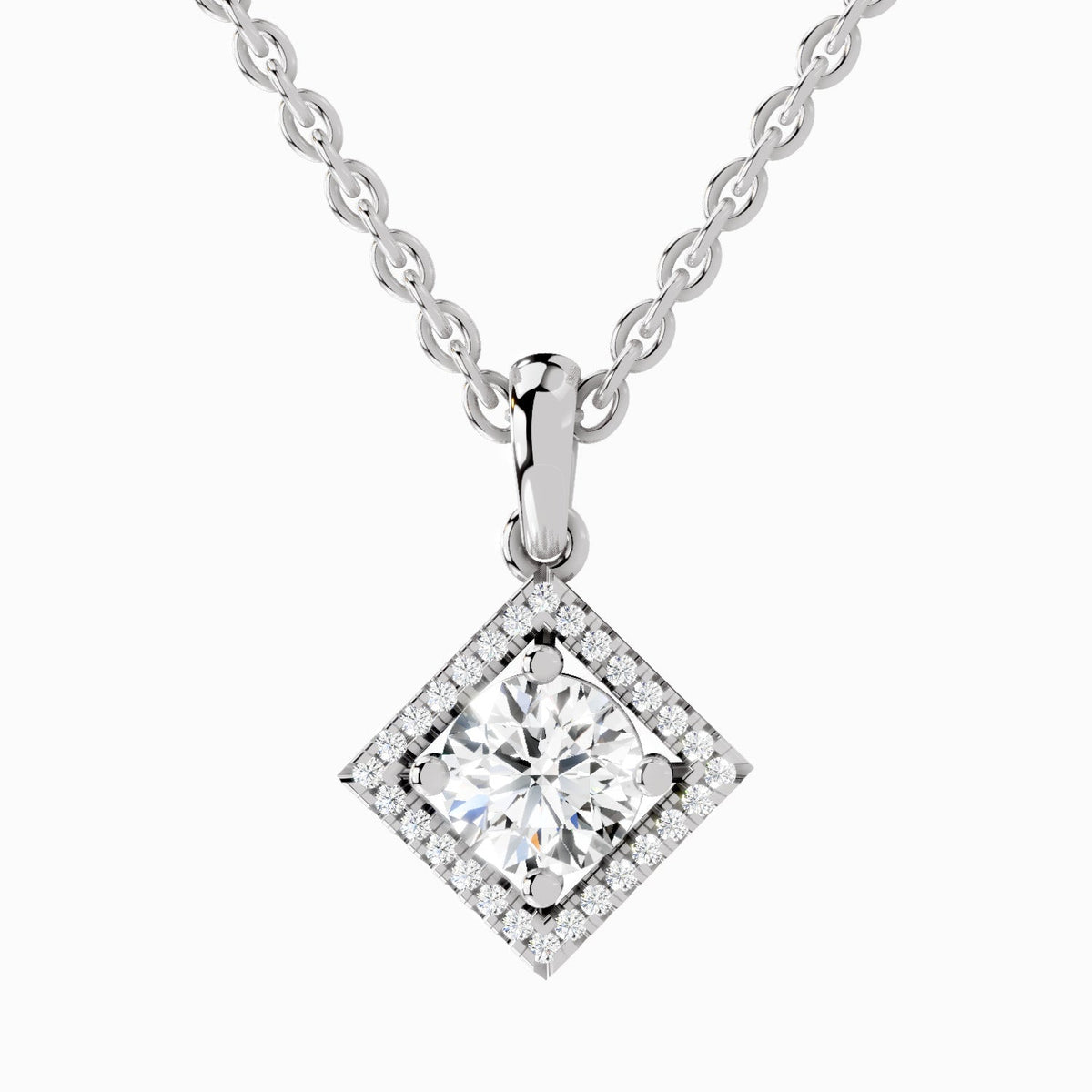 Elegant Halo Diamond Pendant