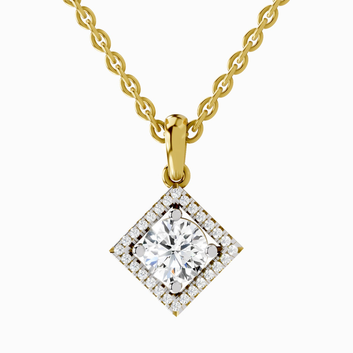 0.9 Carat Halo Pendant 14K Gold