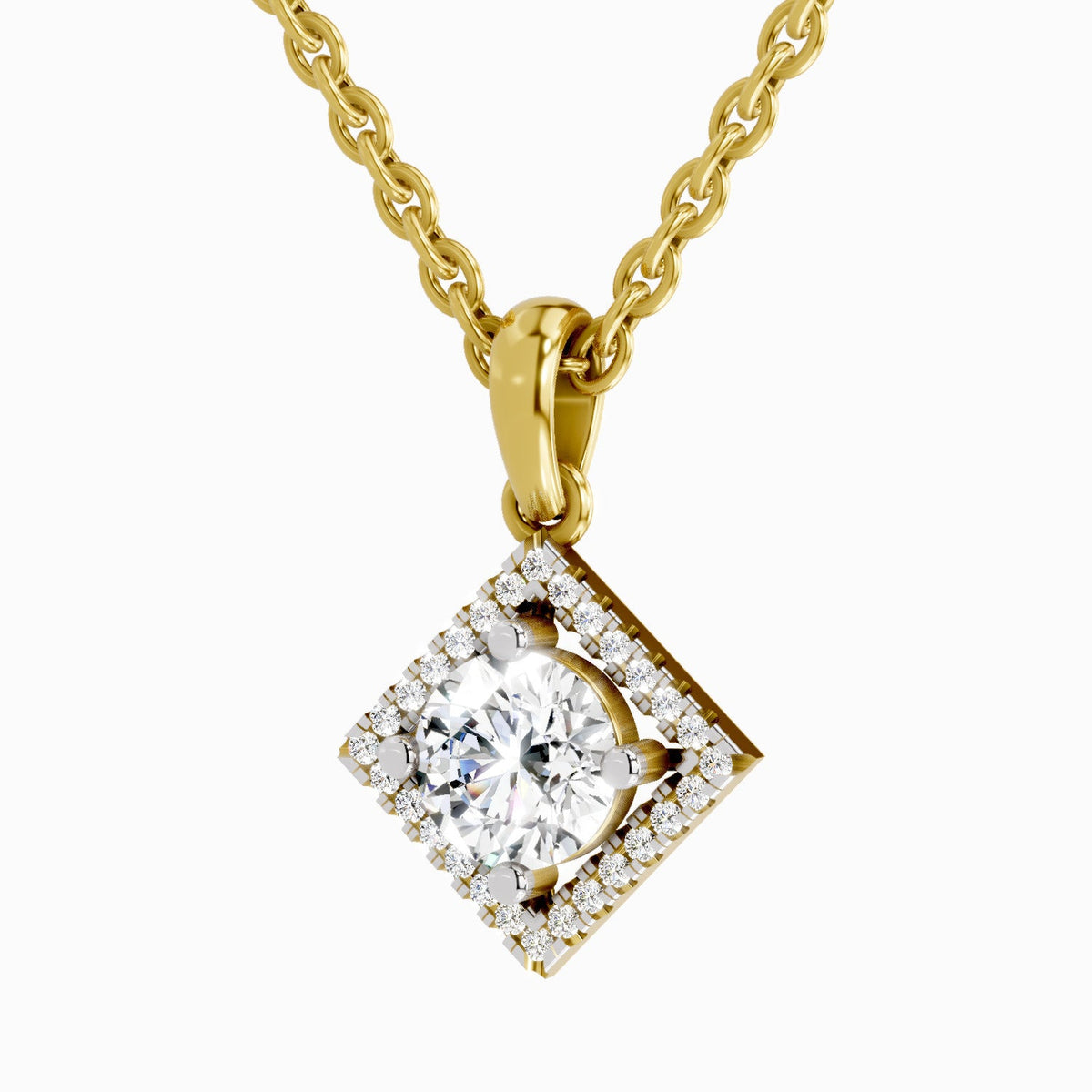 0.9 Carat Halo Pendant 14K Gold