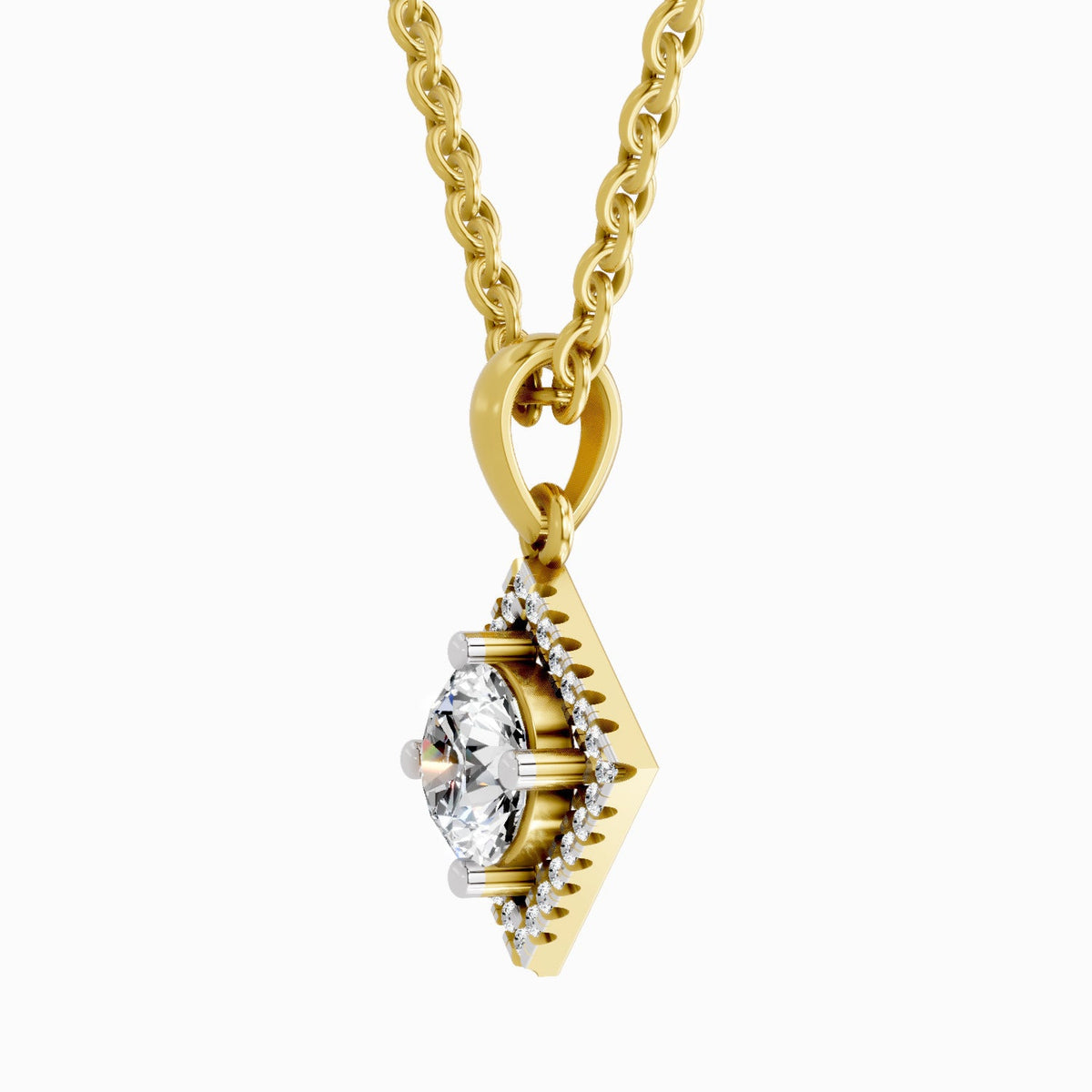 0.9 Carat Halo Pendant 14K Gold