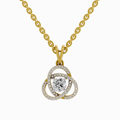 0.50 Carat Infinity Knot Halo Diamond Pendant 14K