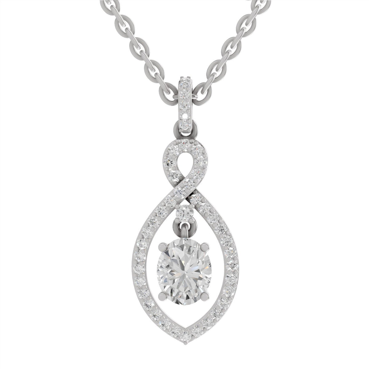 Captivating Oval Halo Diamond Pendant