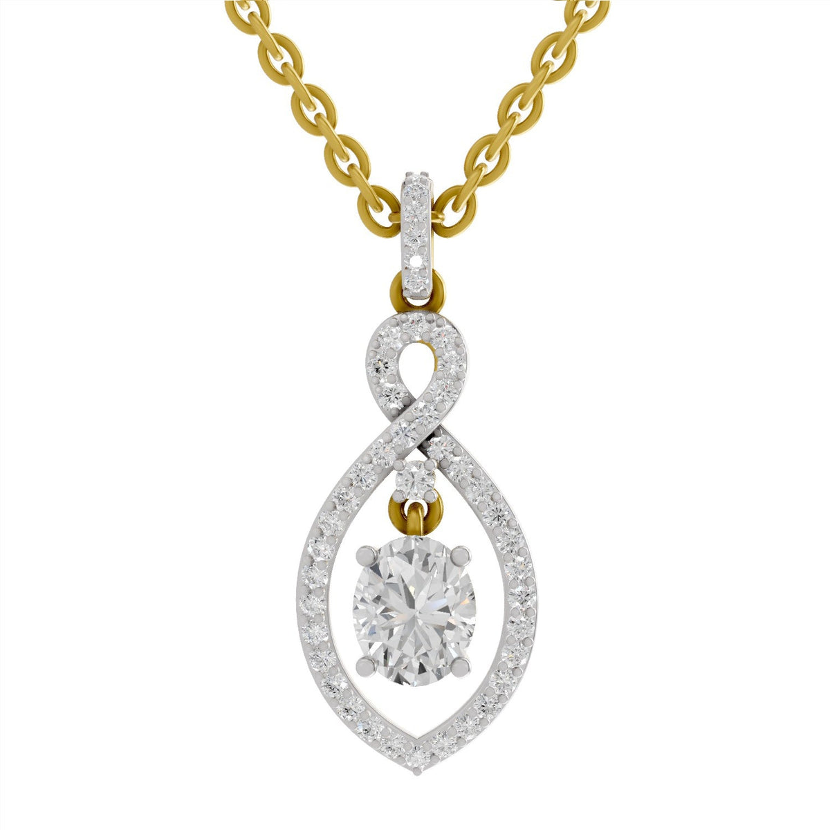 0.82 Carat Oval Infinity Halo Pendant 14K