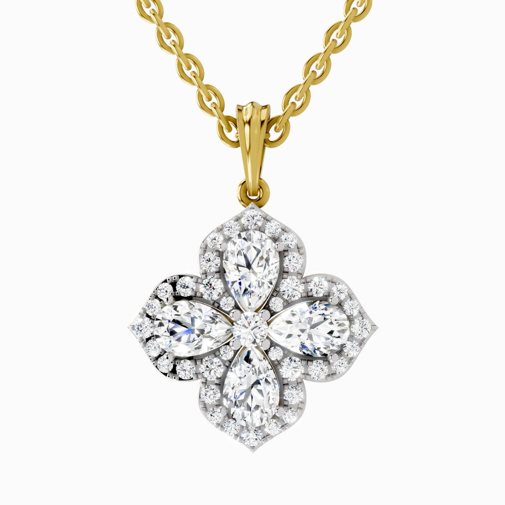 1.45 Carat Flower Shape Pendant 14K Gold