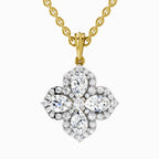 1.45 Carat Flower Shape Pendant 14K Gold