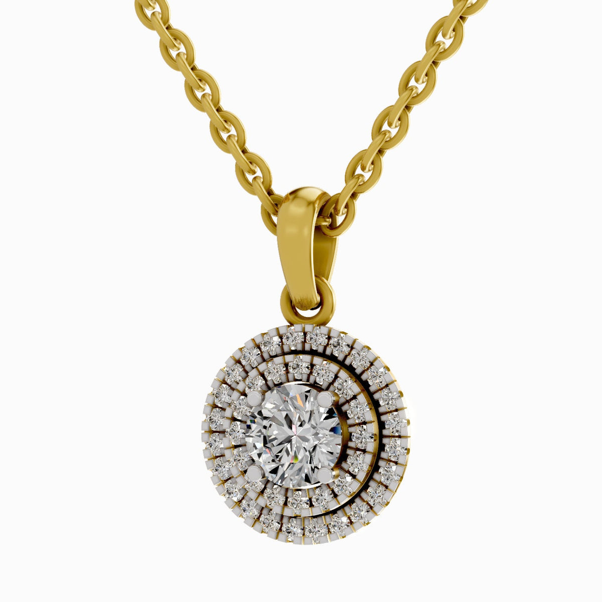 0.79 Carat Double Halo Pendant 14K