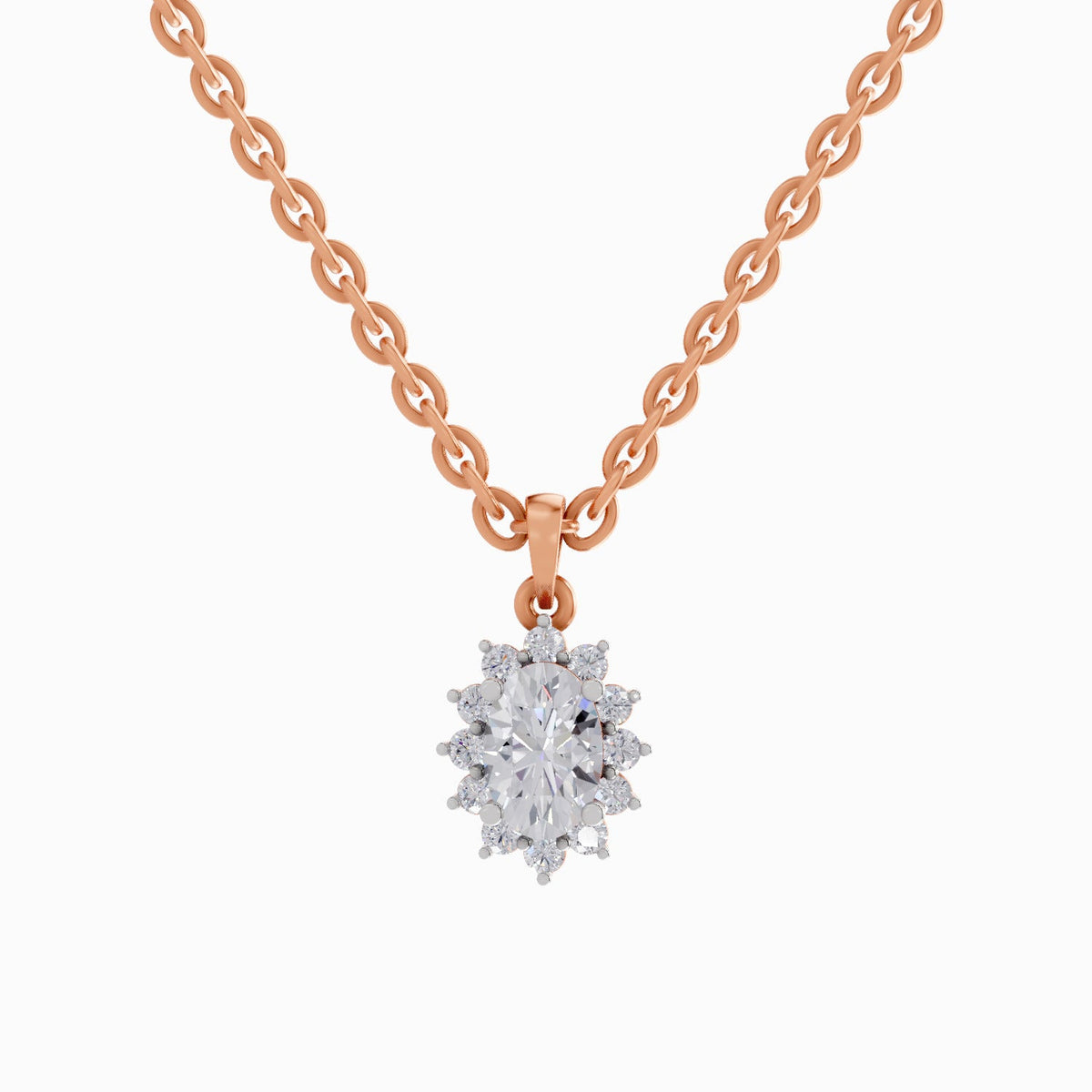 Captivating Oval Cluster Diamond Pendant