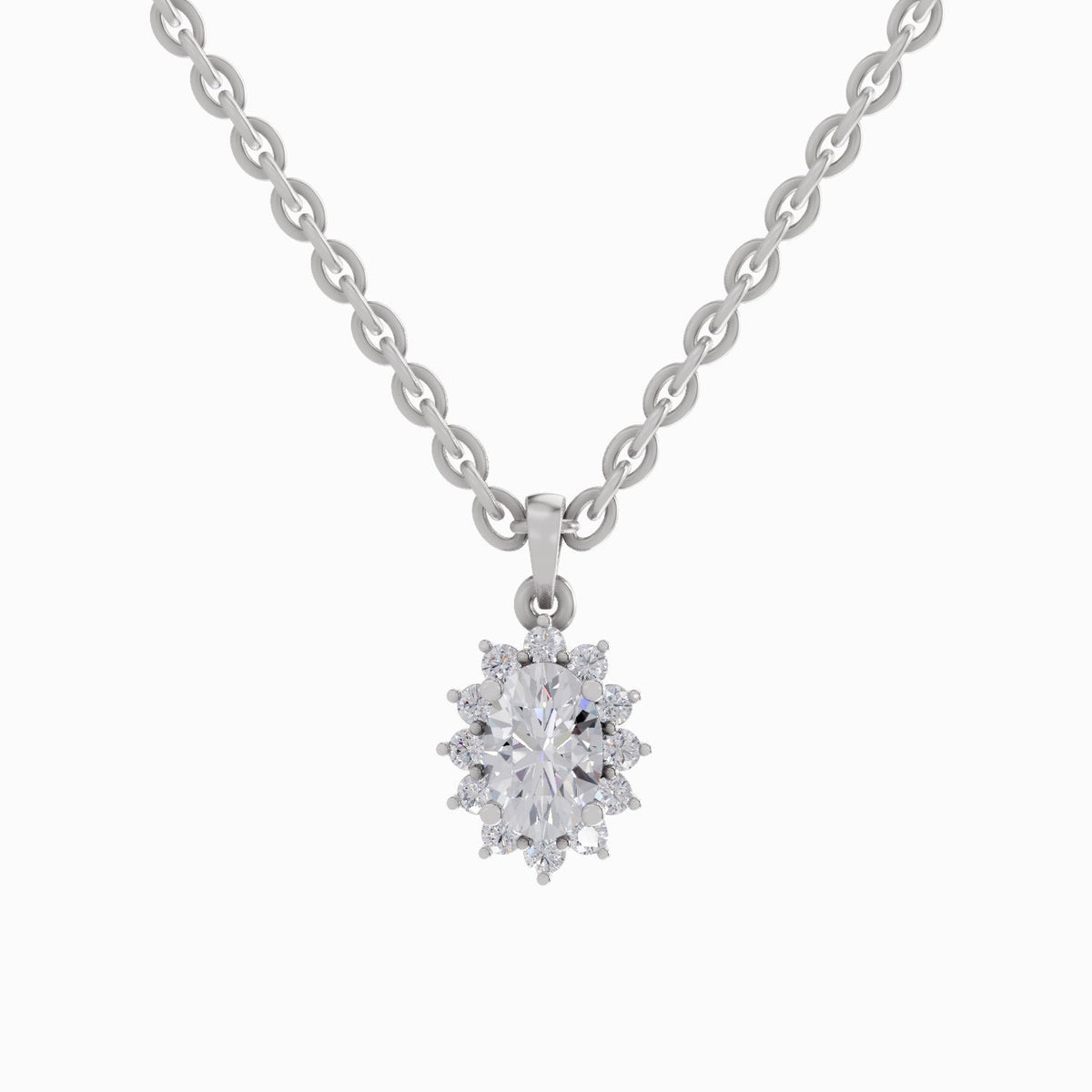 Captivating Oval Cluster Diamond Pendant
