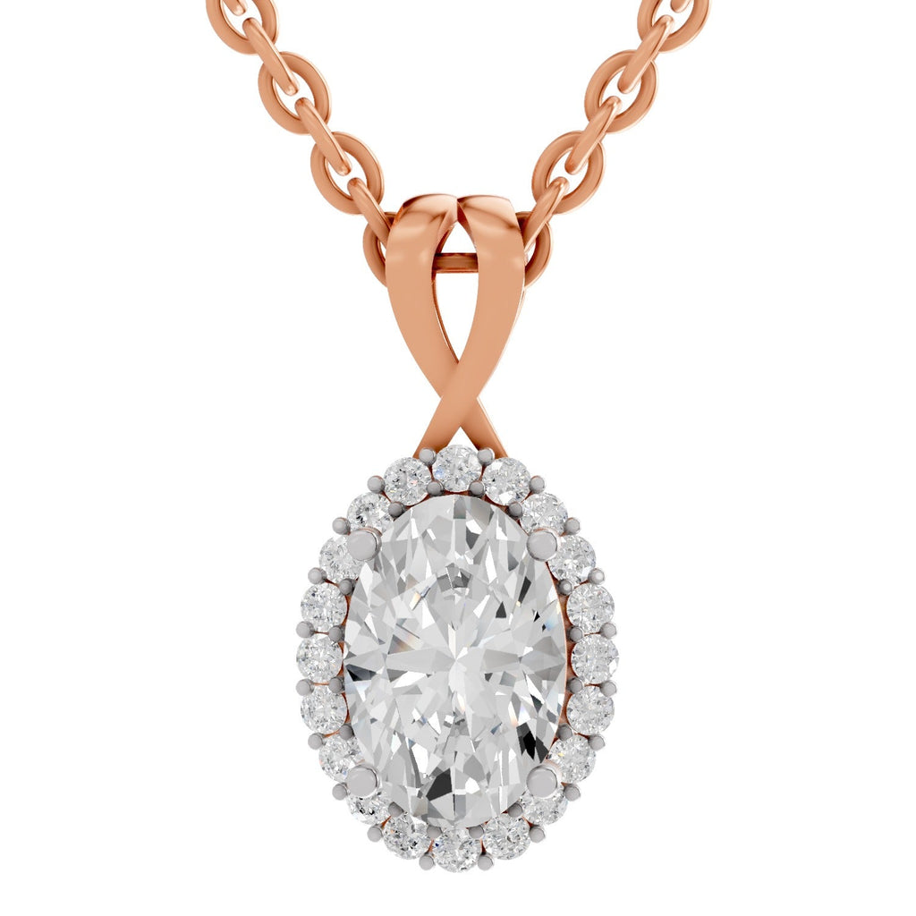 Pristine Oval Halo Diamond Pendant