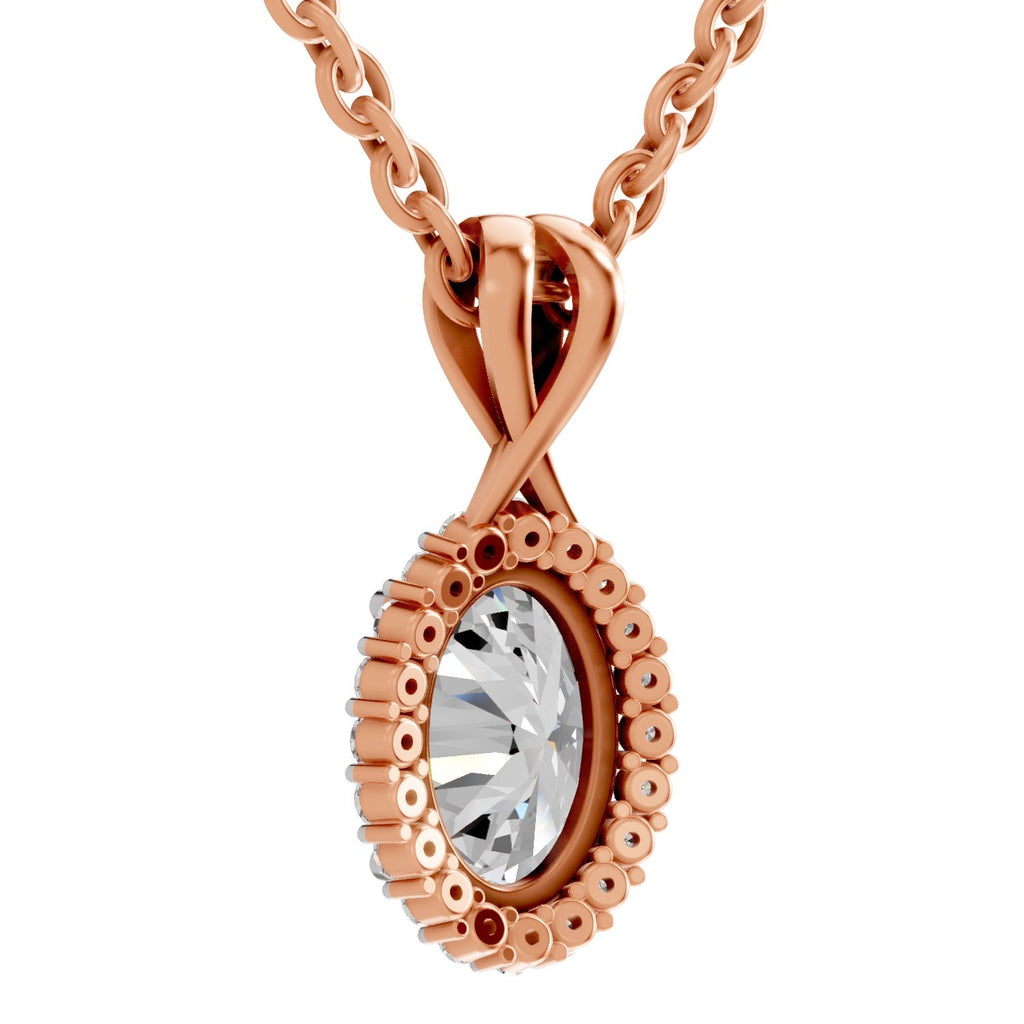 Pristine Oval Halo Diamond Pendant