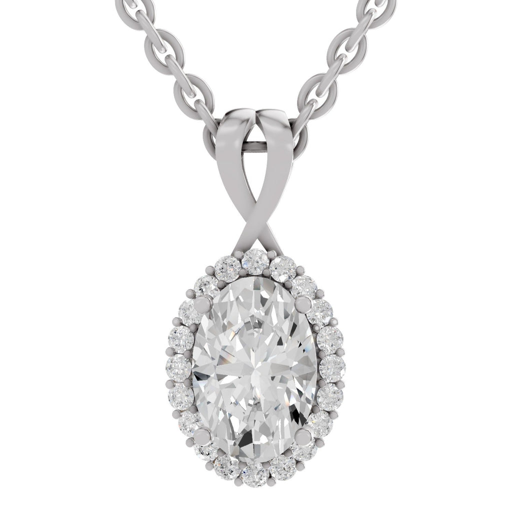 Pristine Oval Halo Diamond Pendant