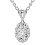 Pristine Oval Halo Diamond Pendant