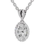 Pristine Oval Halo Diamond Pendant