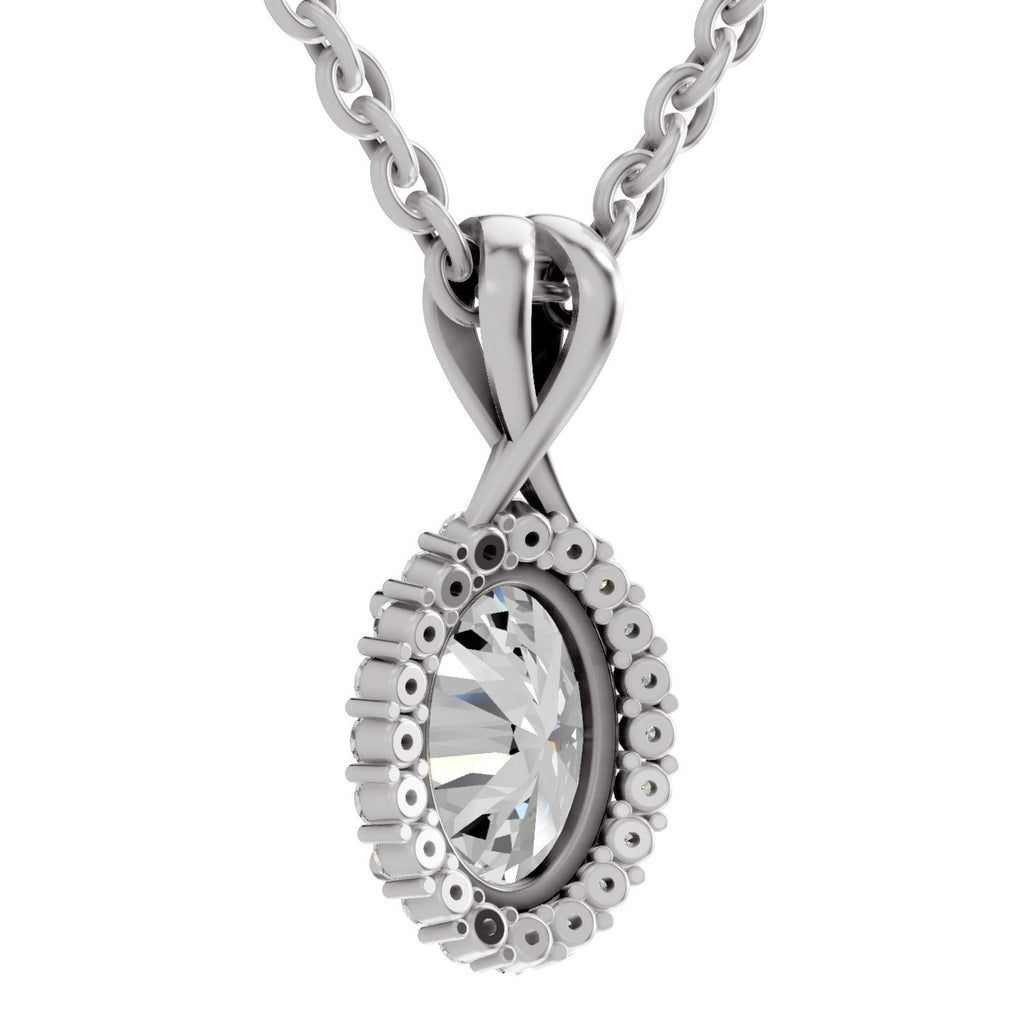 Pristine Oval Halo Diamond Pendant