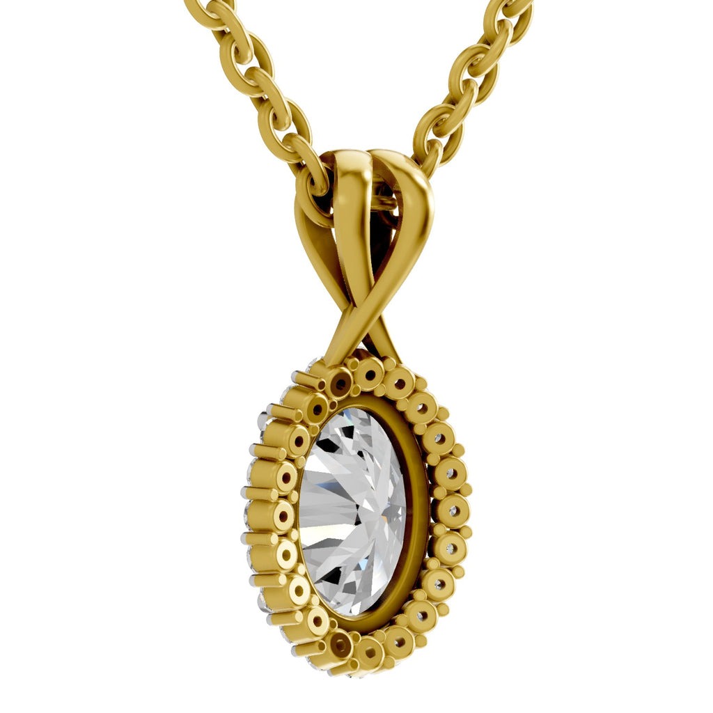2.23 Carat Oval Shape Halo Diamond Pendant 14K - Rose Gold