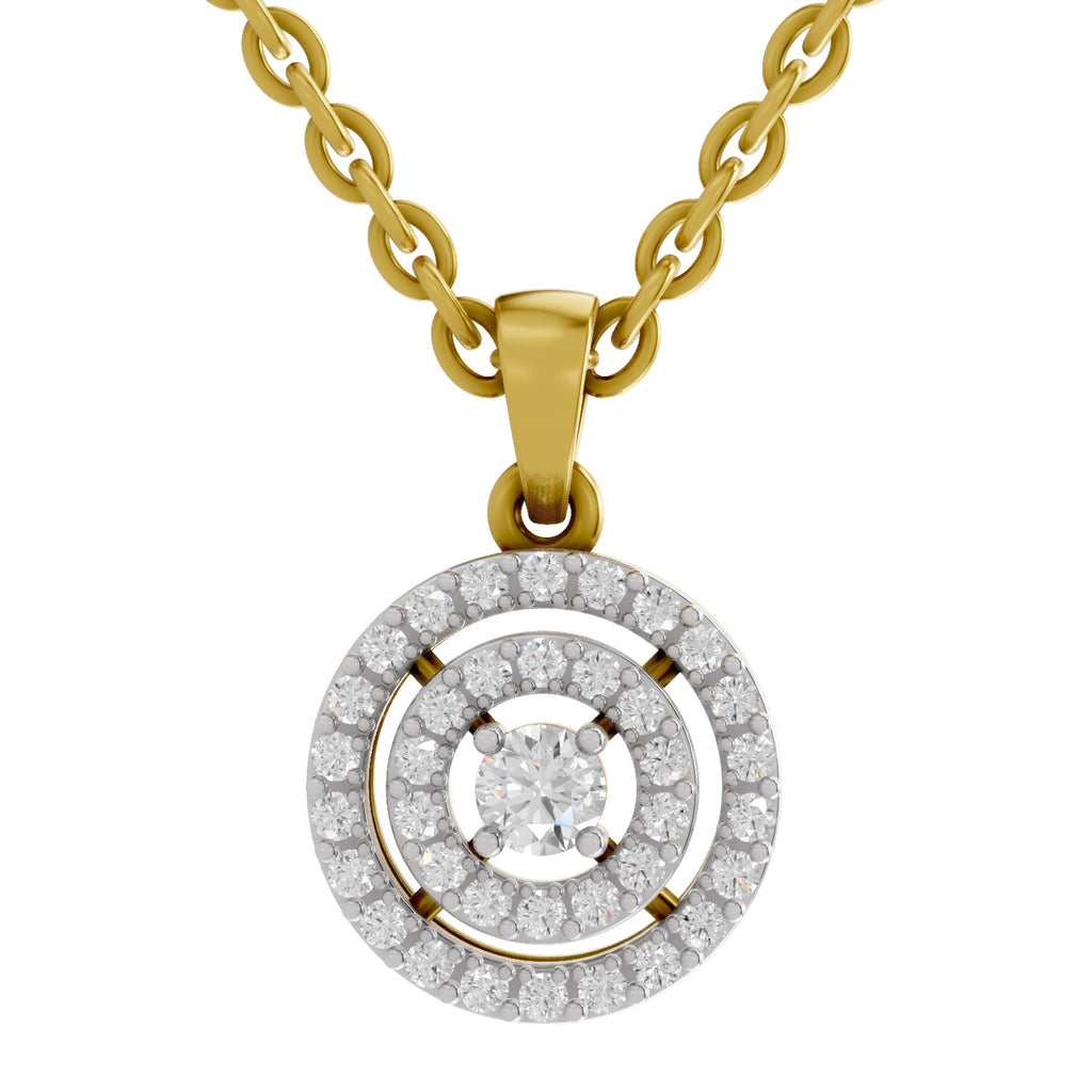 0.28 Carat Double Halo Diamond Pendant 14K - Rose Gold