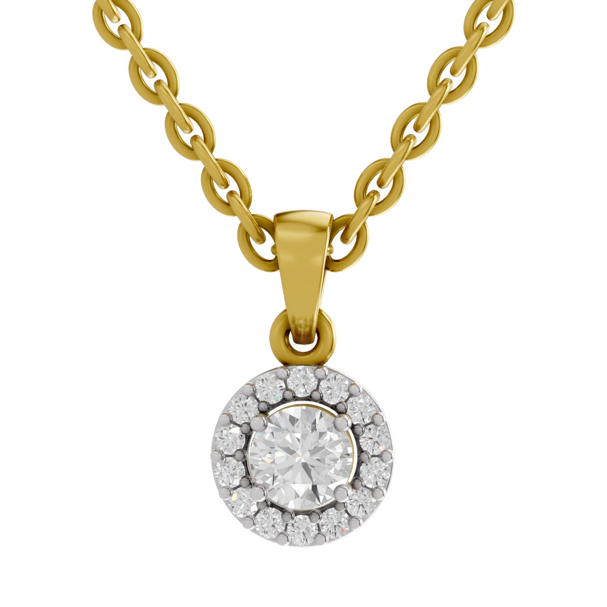 0.36 Carat Halo Diamond Pendant 14K - Rose Gold