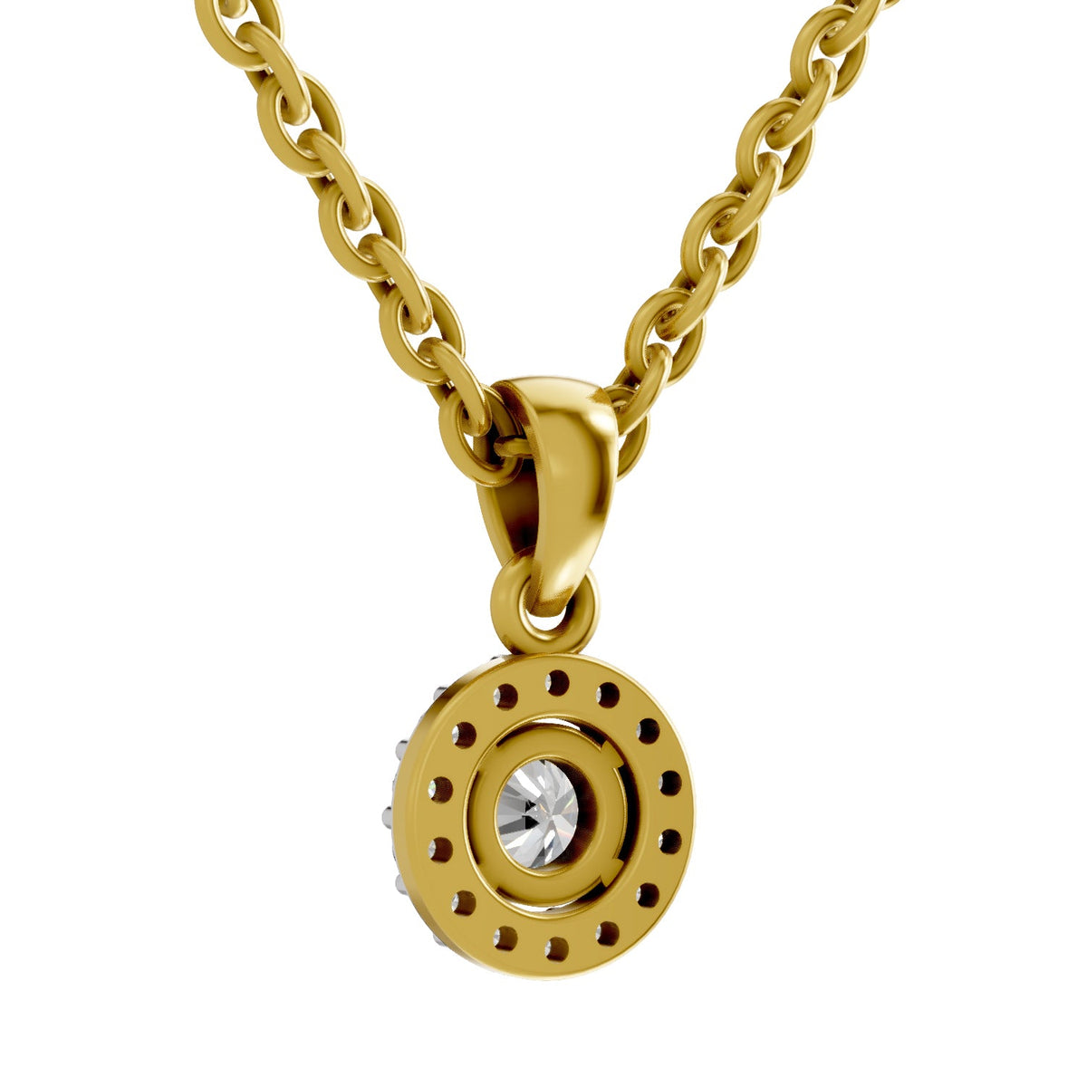 0.36 Carat Halo Diamond Pendant 14K - Rose Gold