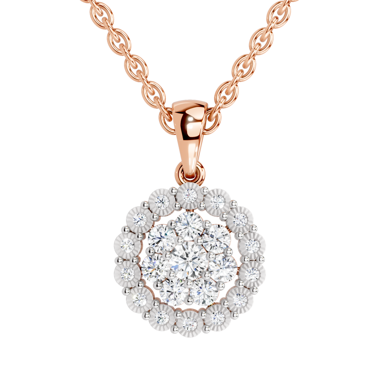Sparkling Round Halo Diamond Pendant