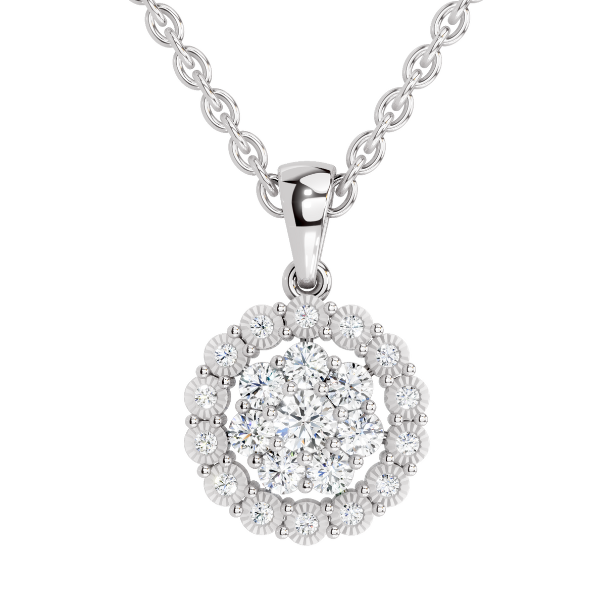 Sparkling Round Halo Diamond Pendant