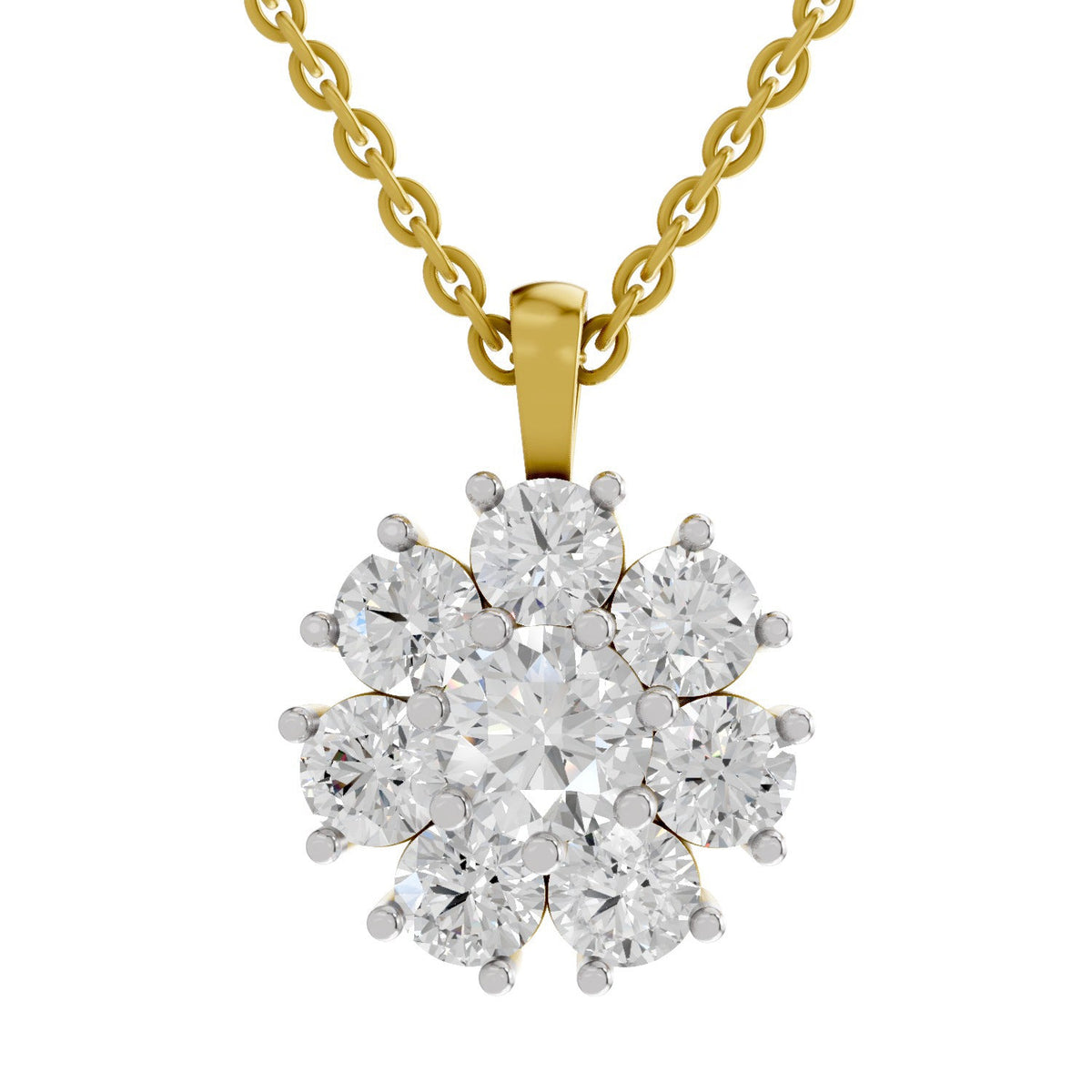3.24 Carat Floral Diamond Pendant 14K - Rose Gold