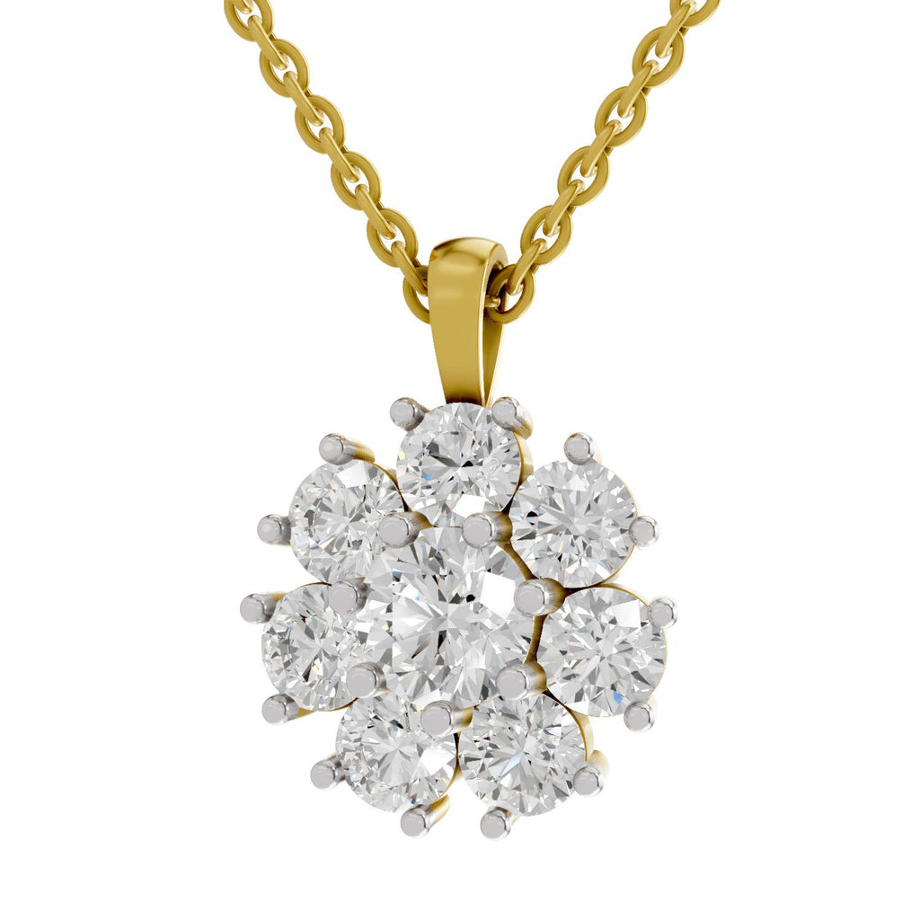 3.24 Carat Floral Diamond Pendant 14K - Rose Gold