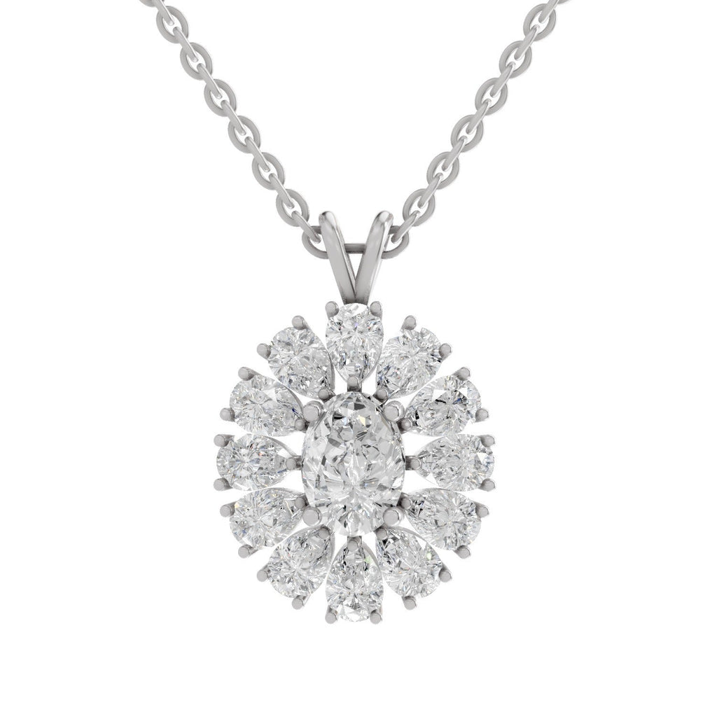 Luminous Oval Floral Diamond Pendant