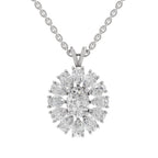 Luminous Oval Floral Diamond Pendant