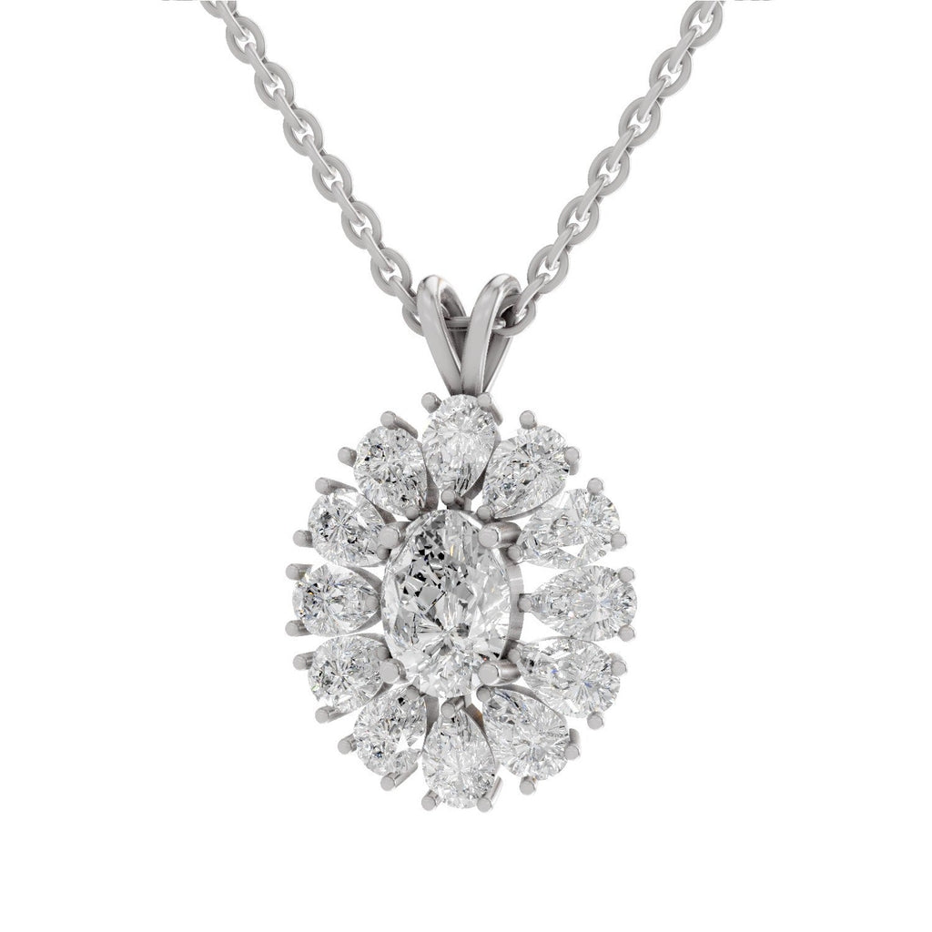 Luminous Oval Floral Diamond Pendant
