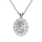Luminous Oval Floral Diamond Pendant