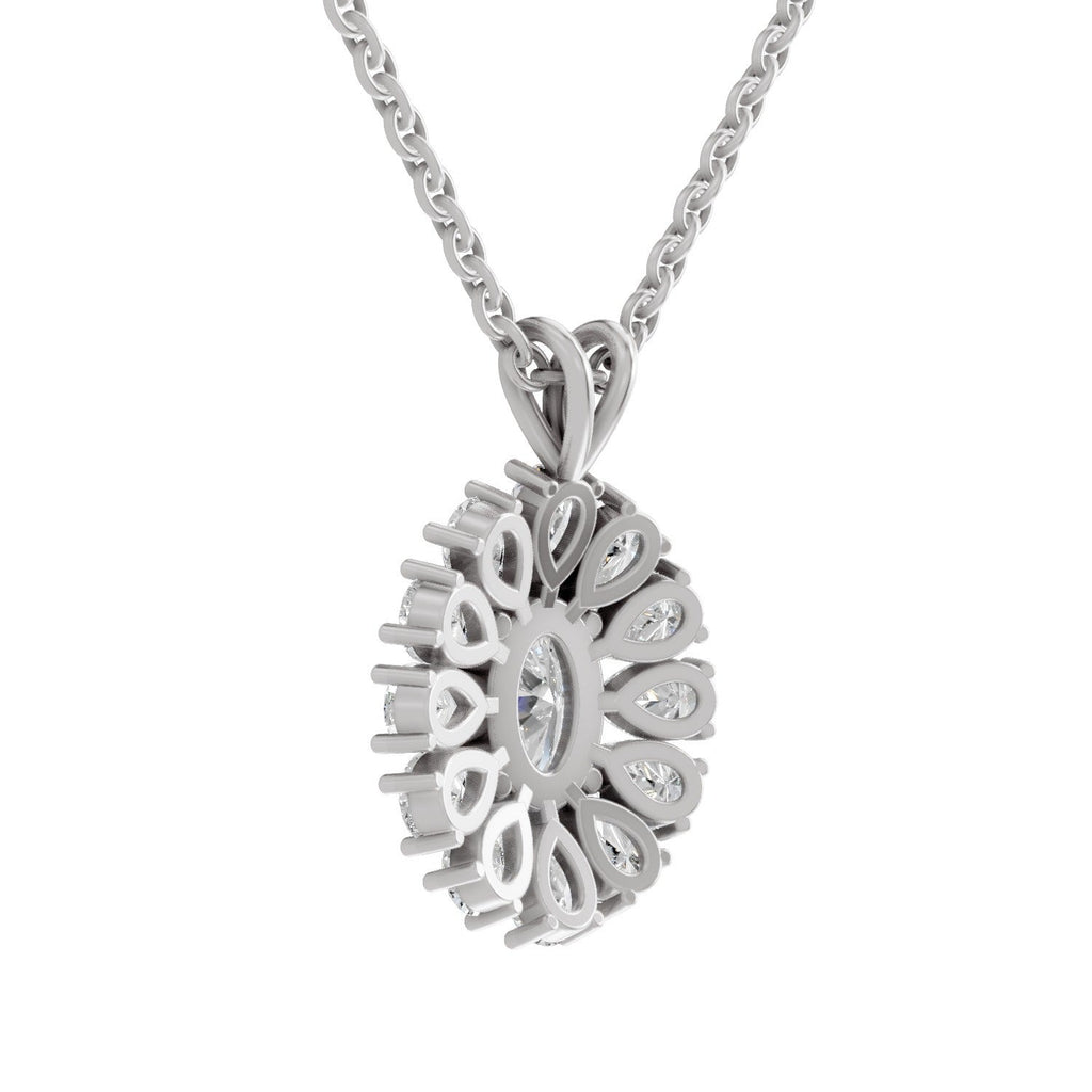 Luminous Oval Floral Diamond Pendant