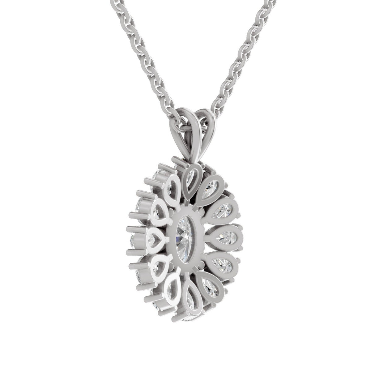 Luminous Oval Floral Diamond Pendant