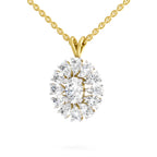 3.04 Carat Oval & Pear Shape Floral Cluster Diamond Pendant 14K - Rose Gold