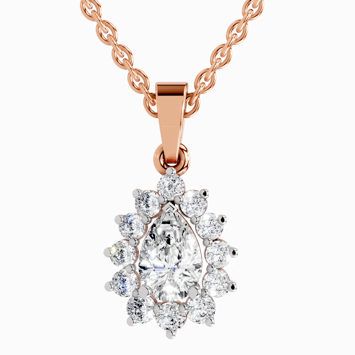 Iconic Pear Halo Diamond Pendant